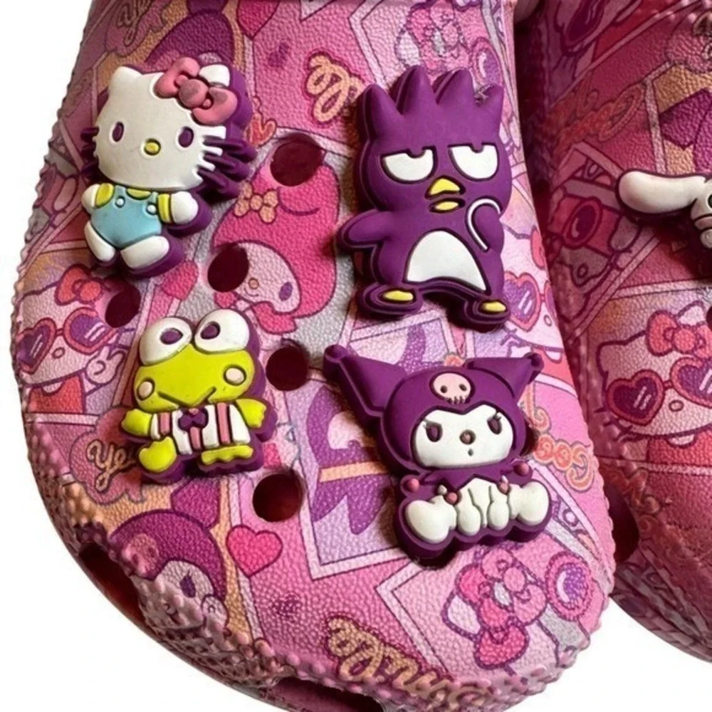 Crocs Clogs Sanrio Hello Kitty Friends Girls 11 Pink Sandals w/9 Jibbitz Charms